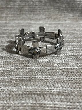 Inspirational Cross Christian Religious Antiqued Metal Stretch Bracelet 7”